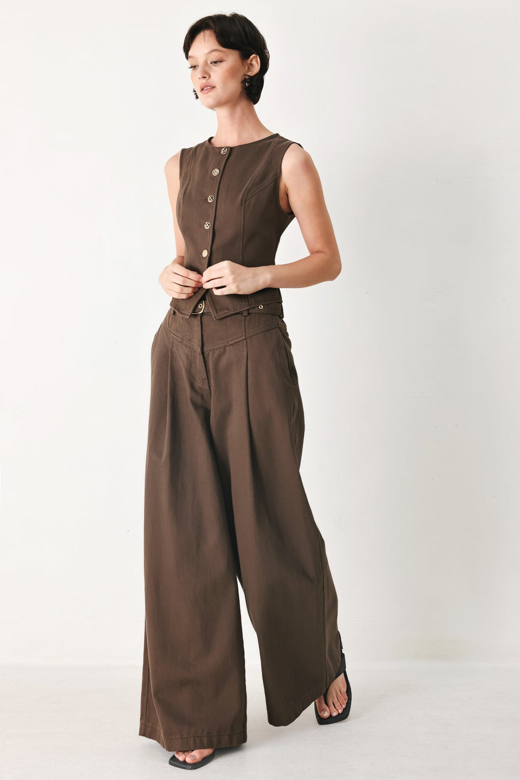Caramel Wide-Leg Pants