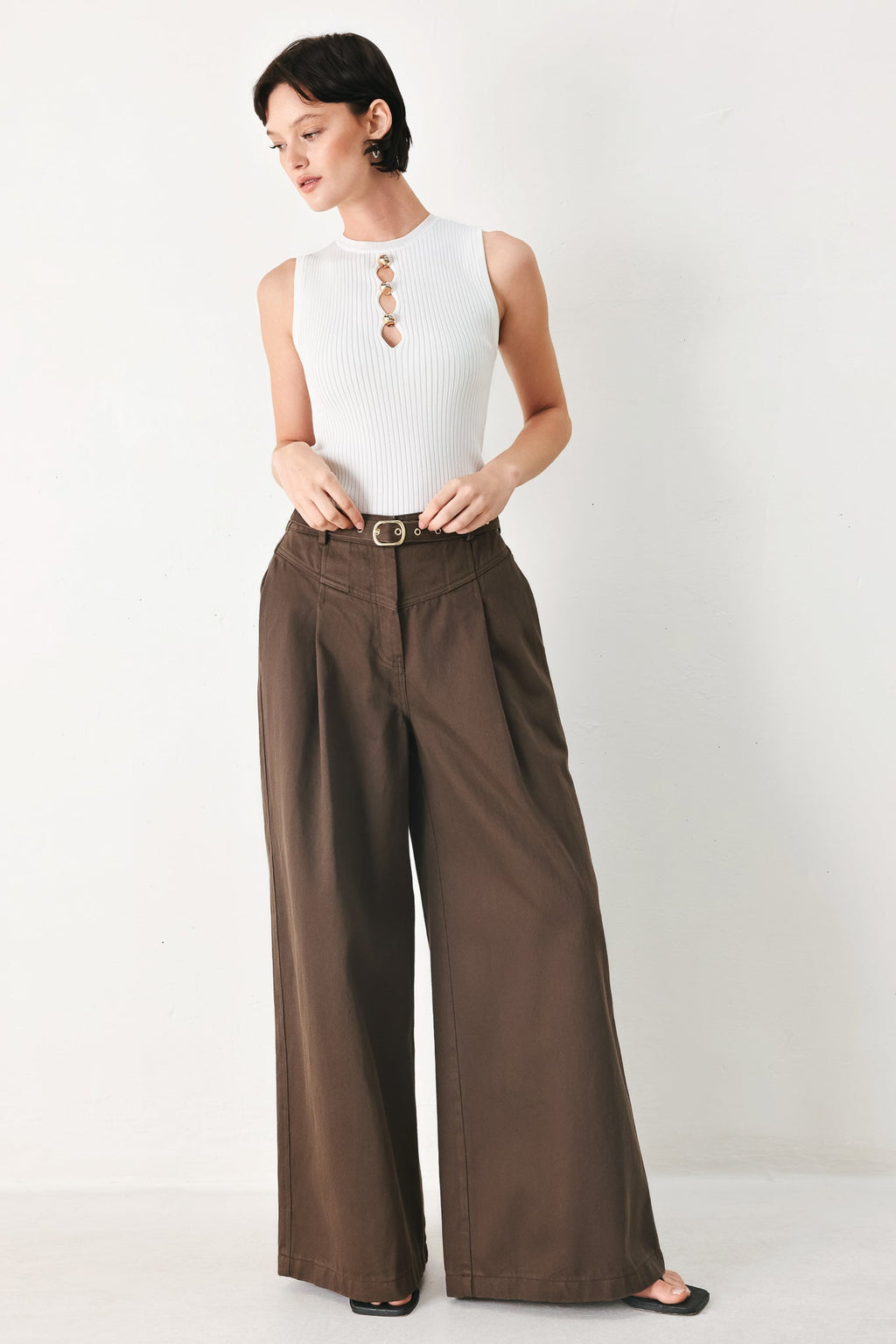 Caramel Wide-Leg Pants