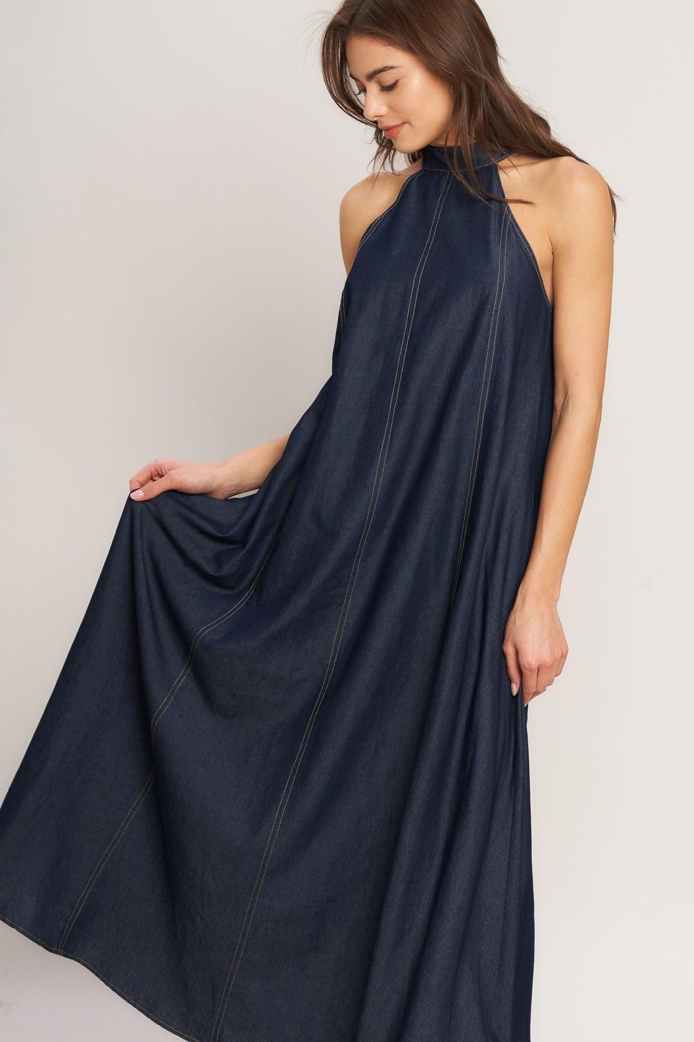 Nuit Halter Midi Dress