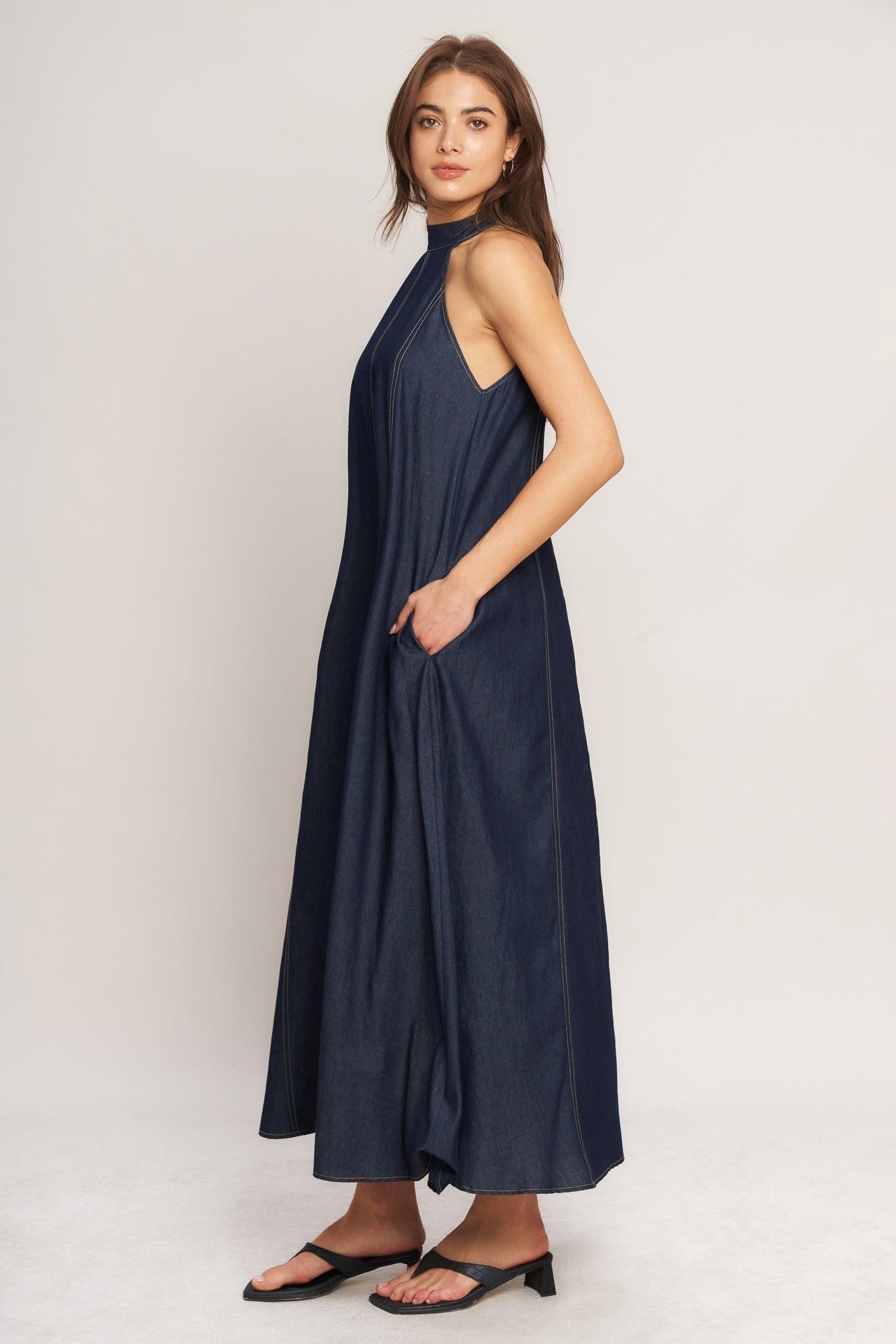 Nuit Halter Midi Dress