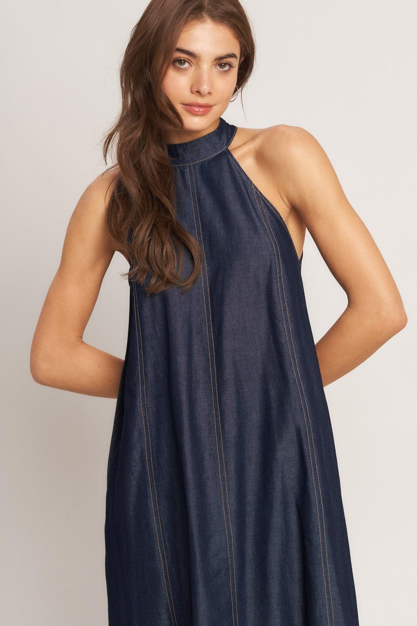 Nuit Halter Midi Dress